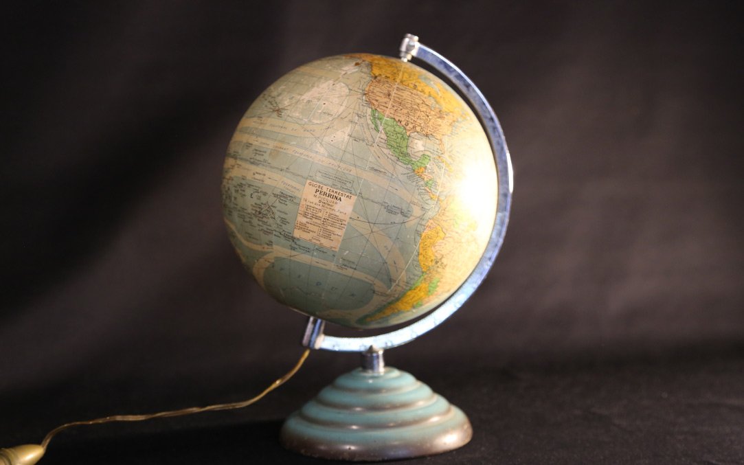 Lighted Globe, Glass And Paper, Circa 1950-photo-4