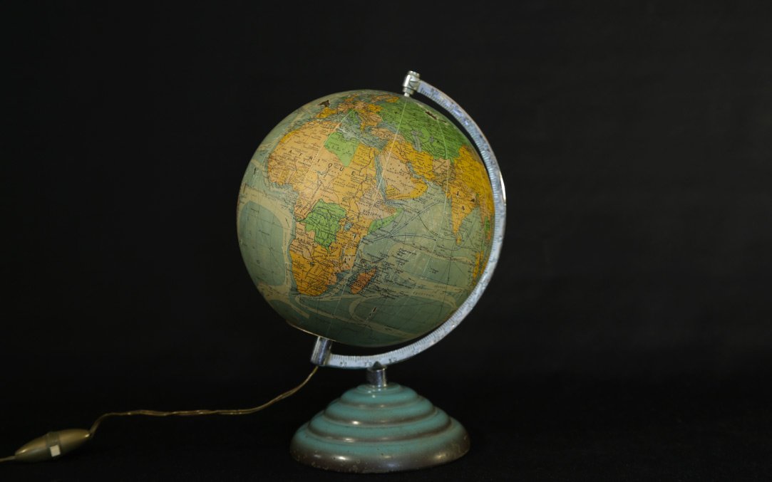 Lighted Globe, Glass And Paper, Circa 1950