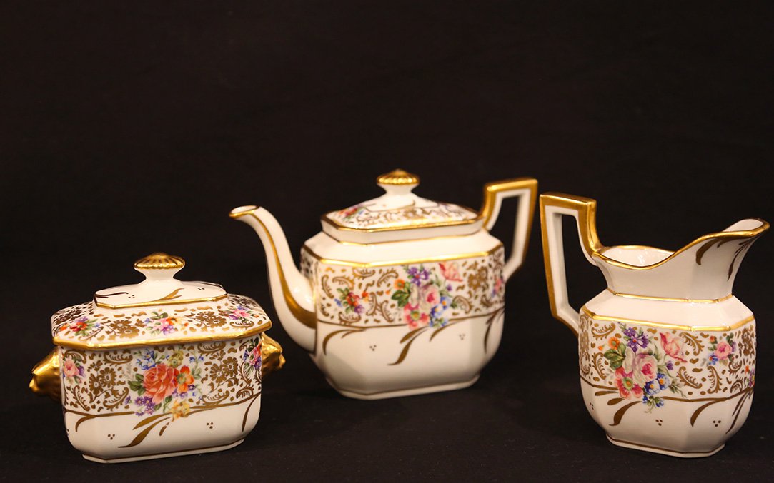 Tea Set, Sugar, Milk, Limoges Porcelain-photo-2