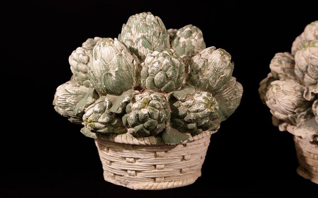 Decorative Artichokes, 1940s, Painted Cement-photo-4