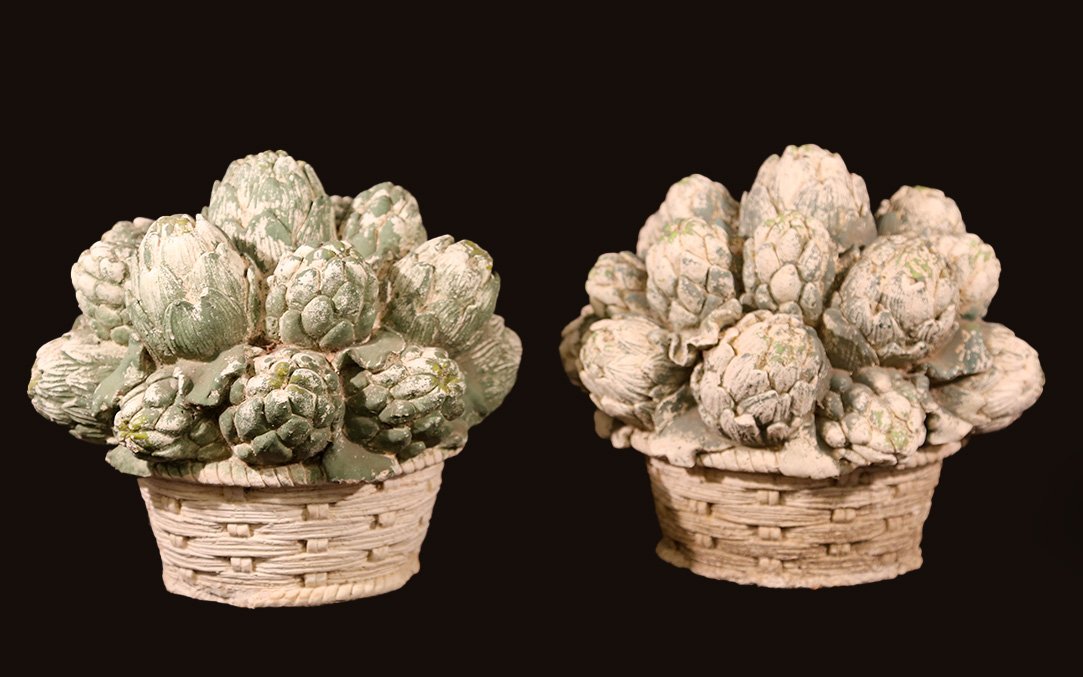 Decorative Artichokes, 1940s, Painted Cement-photo-1