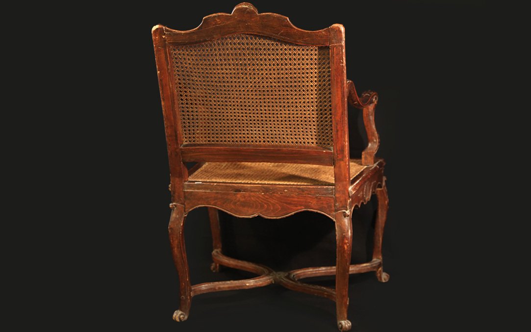 Regency-style Cane Armchair, 18th Century-photo-1