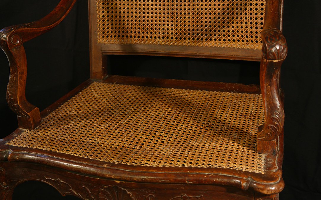 Regency-style Cane Armchair, 18th Century-photo-2