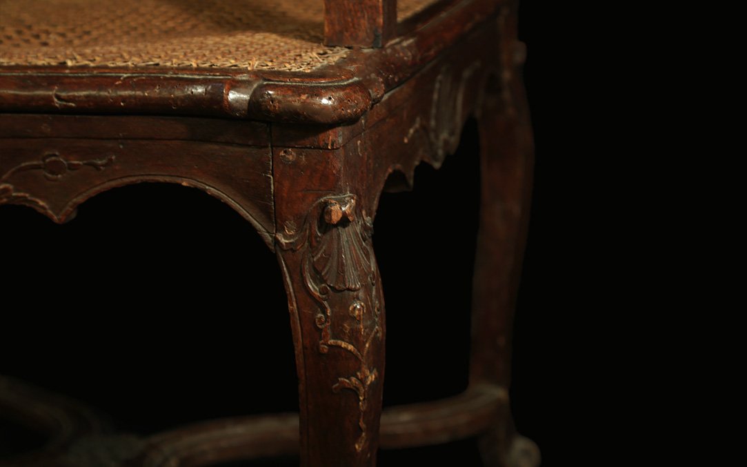 Regency-style Cane Armchair, 18th Century-photo-5