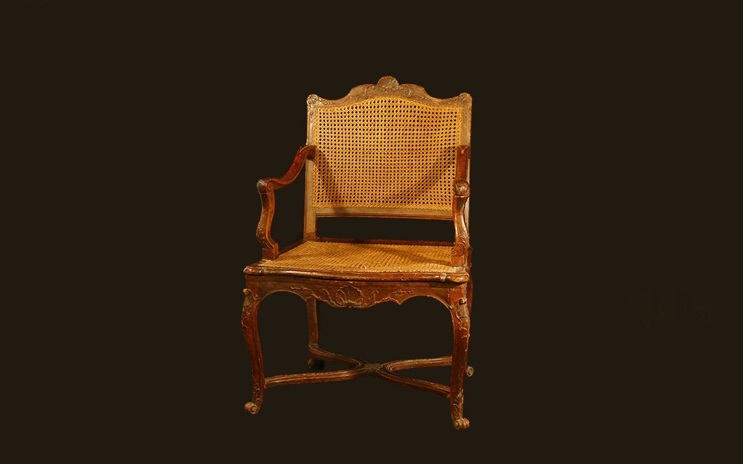 Regency-style Cane Armchair, 18th Century
