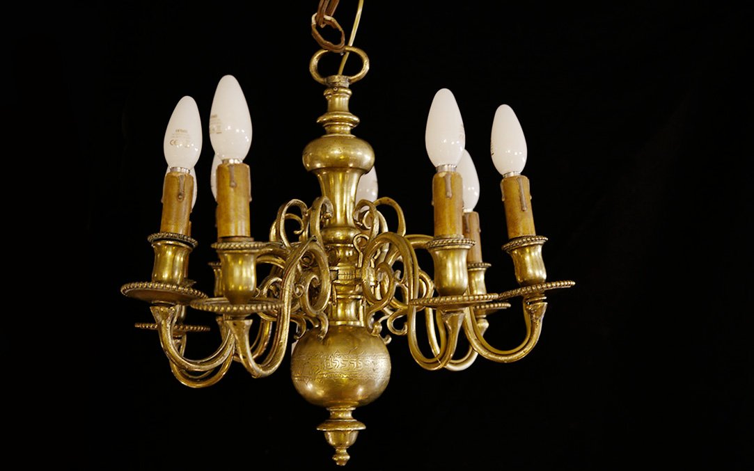 Lustre en bronze, XVIIIeme siècle, hollande -photo-2