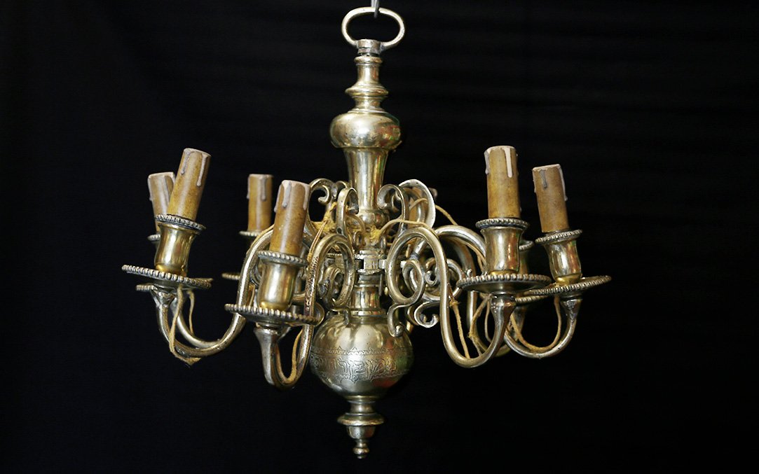 Lustre en bronze, XVIIIeme siècle, hollande -photo-4