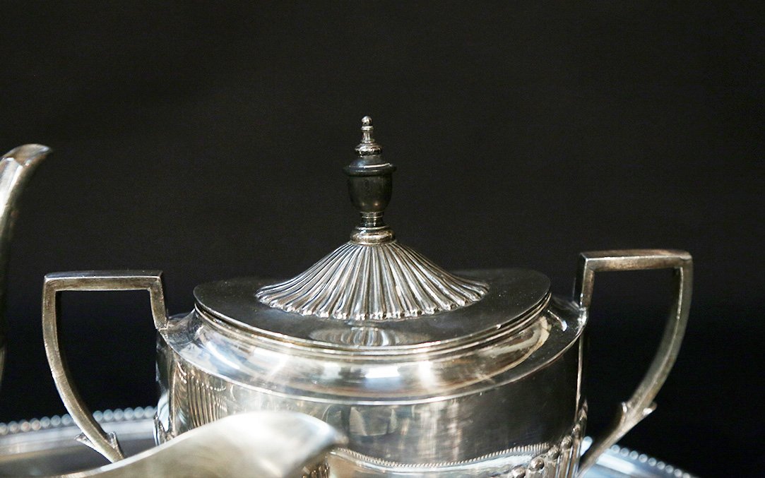 Silver-plated Metal Tea Set, England, 19th Century-photo-2