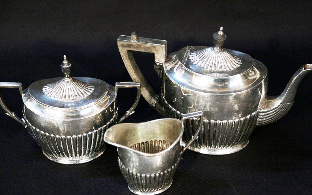 Silver-plated Metal Tea Set, England, 19th Century-photo-4