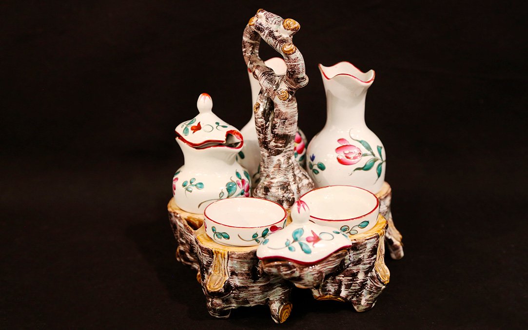  Vinegar And Oil Cruets, Saint-clément Earthenware, 19th Century-photo-2