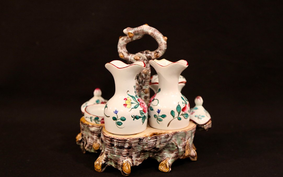  Vinegar And Oil Cruets, Saint-clément Earthenware, 19th Century-photo-3