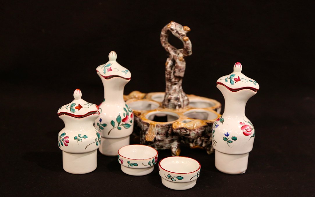  Vinegar And Oil Cruets, Saint-clément Earthenware, 19th Century-photo-4
