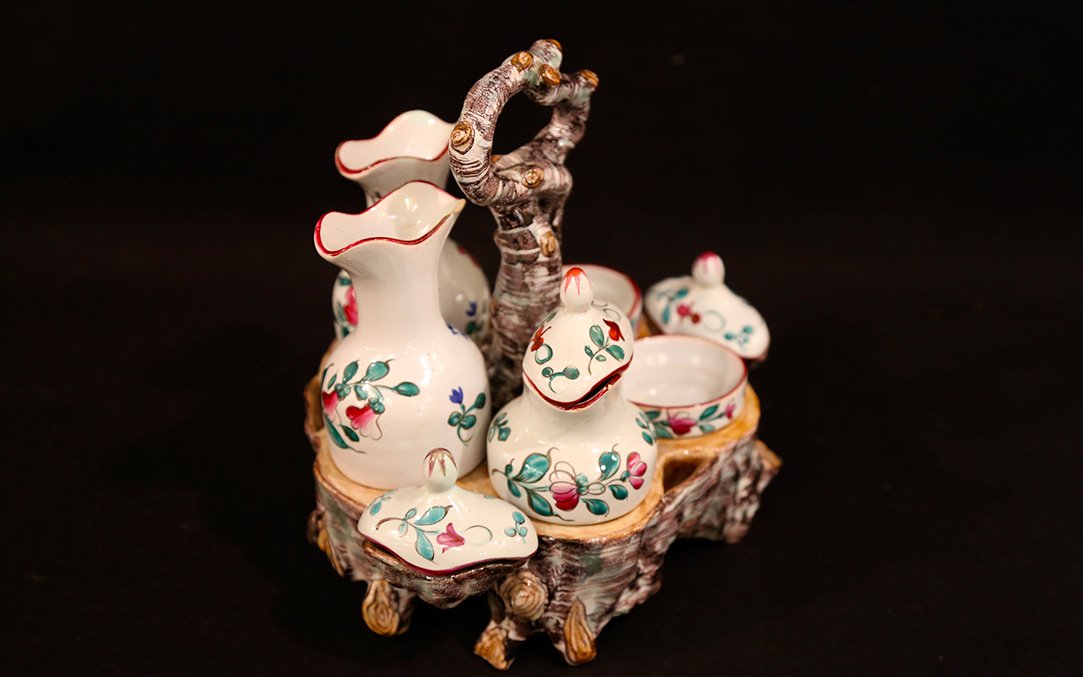  Vinegar And Oil Cruets, Saint-clément Earthenware, 19th Century-photo-4