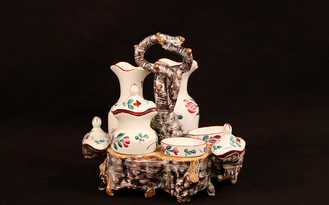  Vinegar And Oil Cruets, Saint-clément Earthenware, 19th Century-photo-5