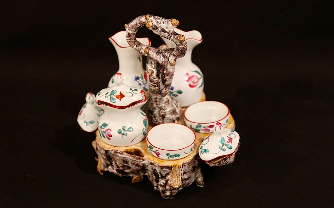  Vinegar And Oil Cruets, Saint-clément Earthenware, 19th Century