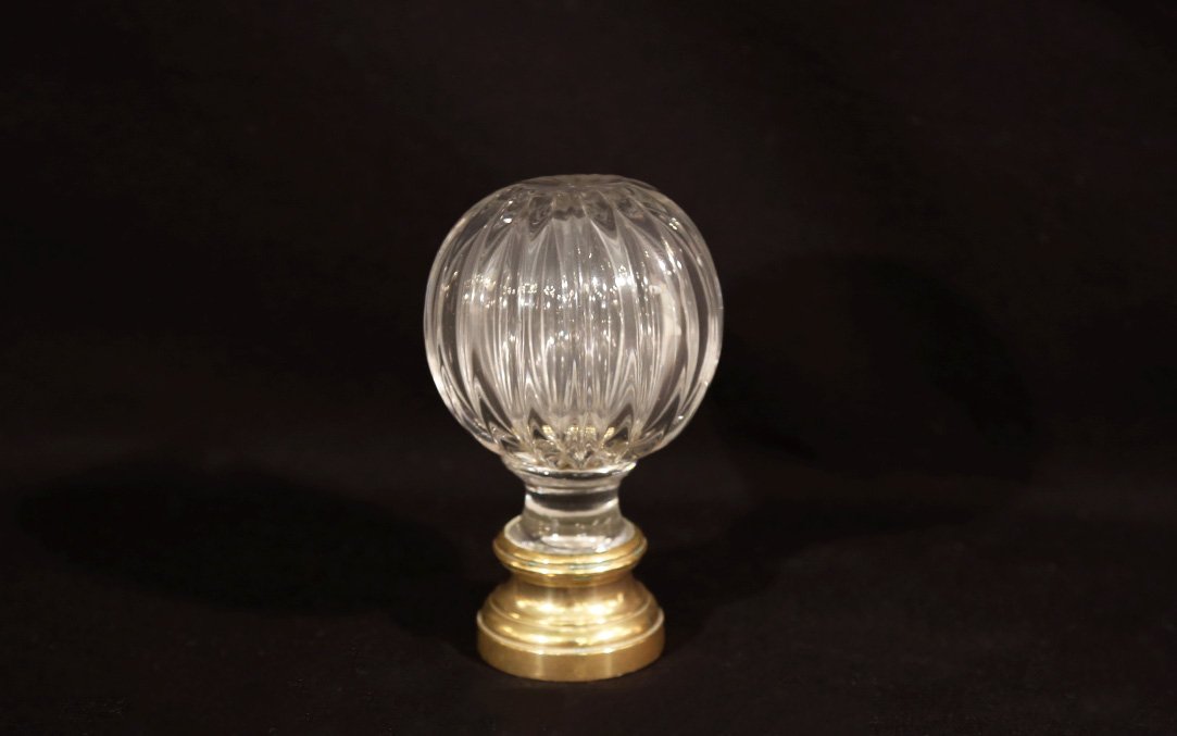 Boule d'escalier, cristal et bronze, XIXe-photo-2