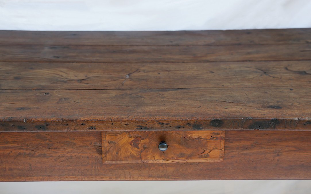 Farmhouse Table, Oak And Cherry Wood, 19th Century-photo-3