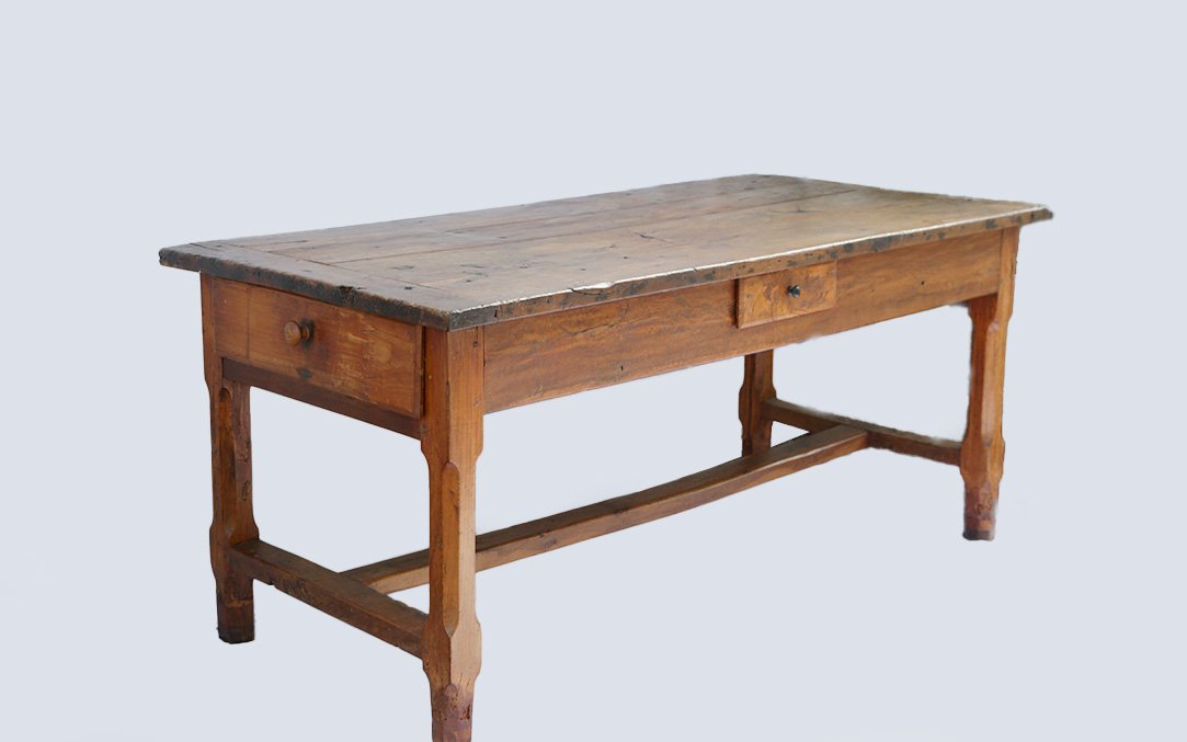 Farmhouse Table, Oak And Cherry Wood, 19th Century
