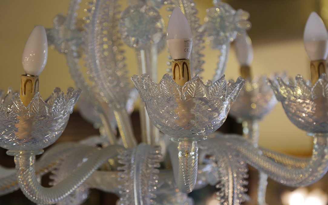 Murano Chandelier, Bluish, Early 20th Century -photo-1