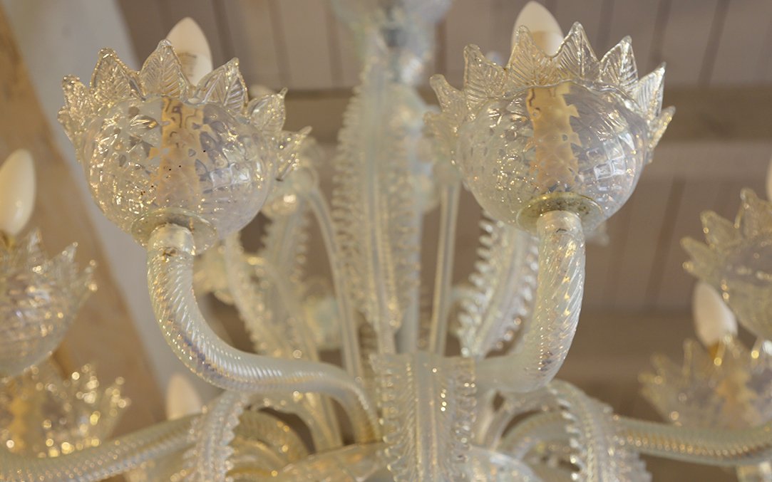 Murano Chandelier, Bluish, Early 20th Century -photo-4
