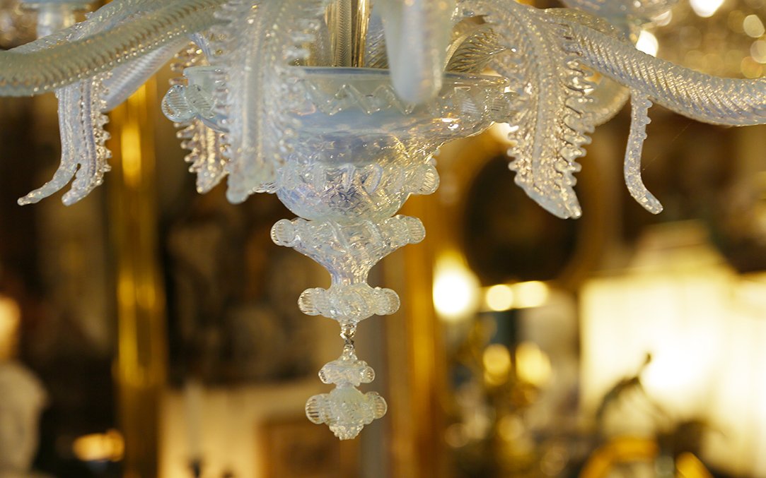 Murano Chandelier, Bluish, Early 20th Century -photo-6
