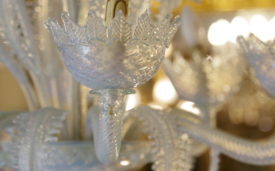 Murano Chandelier, Bluish, Early 20th Century -photo-7