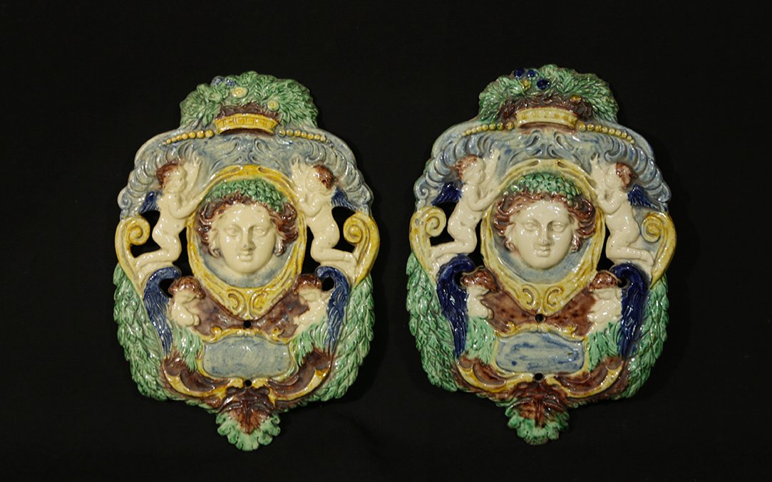 Barbotine Transom Windows, 19th-century School Of Tours-photo-2
