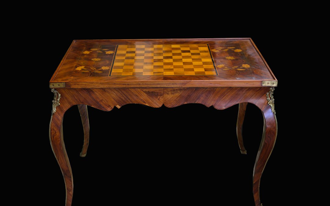 tabla à jeux, marqueterie, Louis XV