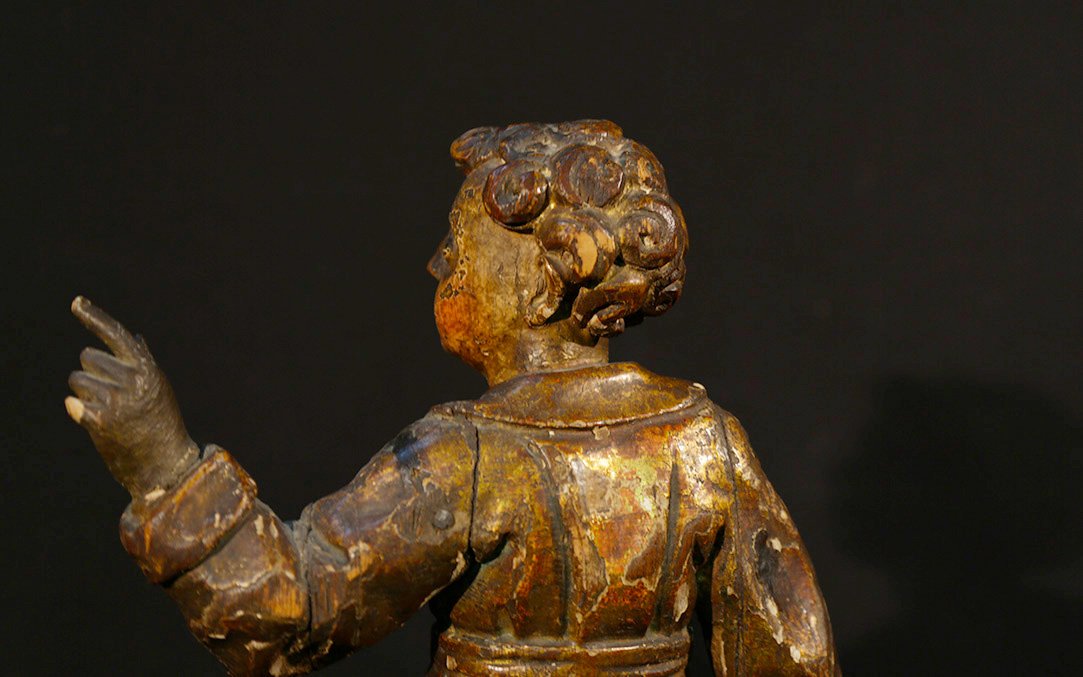 16th-century Wooden Statue, 44 Cm-photo-4
