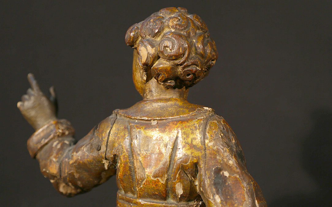 16th-century Wooden Statue, 44 Cm-photo-6