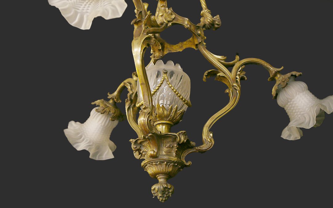 Suspension Art Nouveau, Bronze doré -photo-2