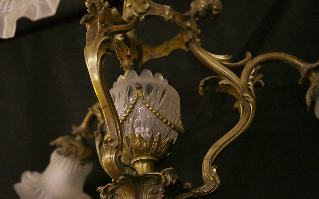 Suspension Art Nouveau, Bronze doré -photo-6