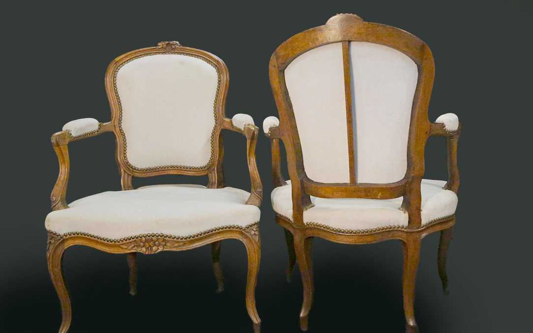 Paire de fauteuils cabriolets Louis XV-photo-2