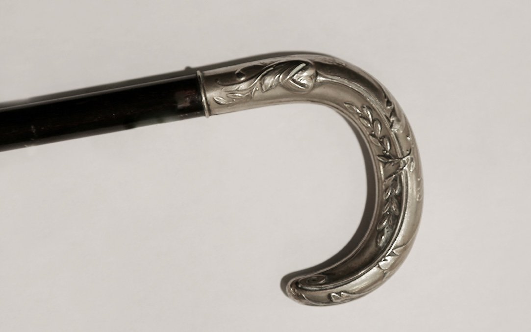 Cane, Rosewood, And Silver, Art Nouveau-photo-3