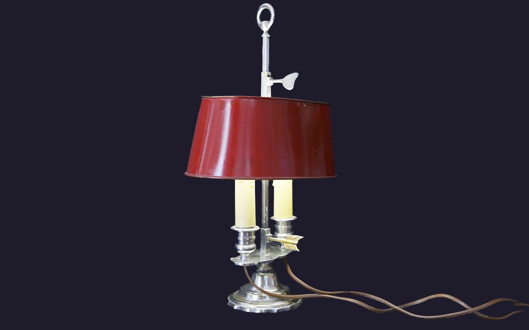 Silver-plated Bronze Hot Water Bottle Lamp, 19th Century-photo-2