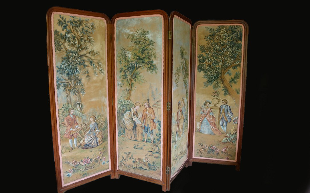 Painted Folding Screen, 19th Century -photo-2