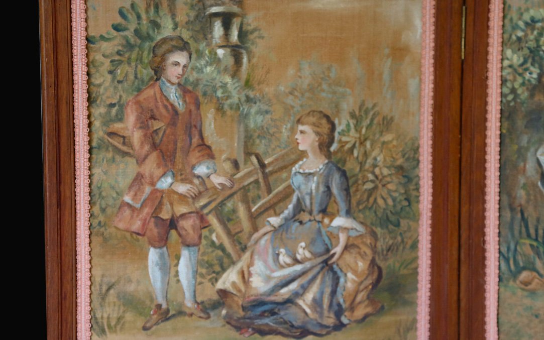 Painted Folding Screen, 19th Century -photo-2