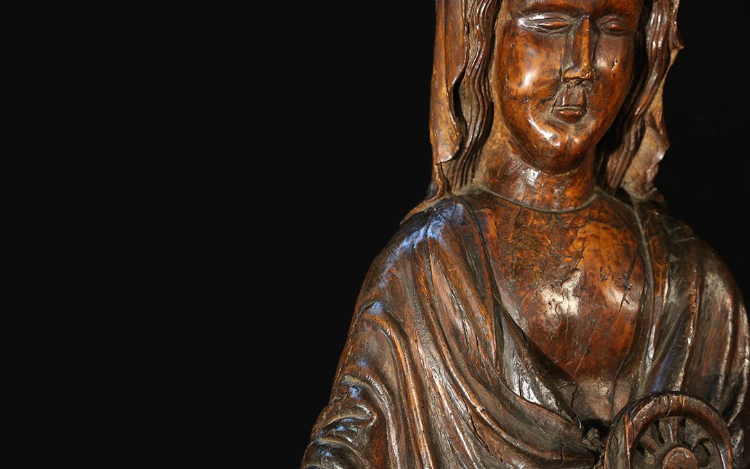 Romanesque-era Statue, 15th Century, Saint Catherine-photo-3