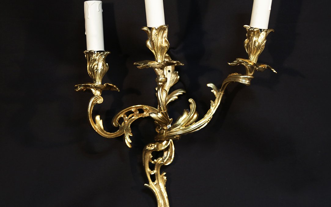 Appliques Style Louis XV, électrifiées, XIXe siècle -photo-4