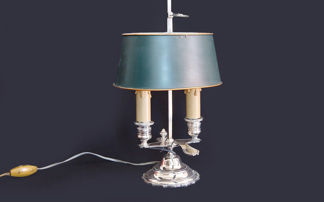 Lampe bouillotte argentée, XIXème