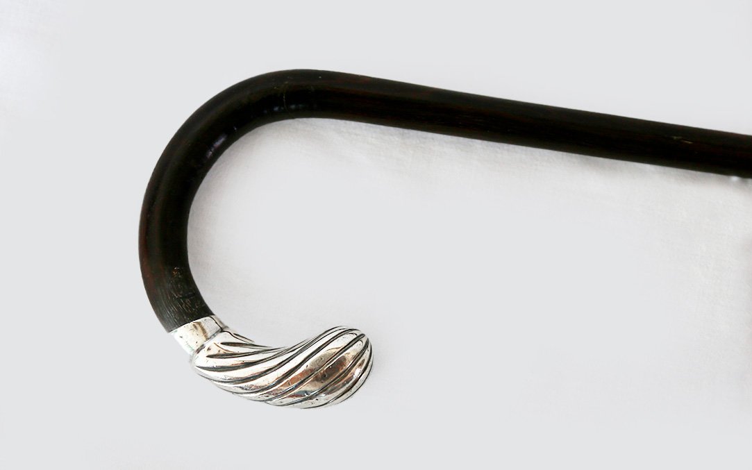 Canne palissandre, argent, XIXème (85,5cm)-photo-4