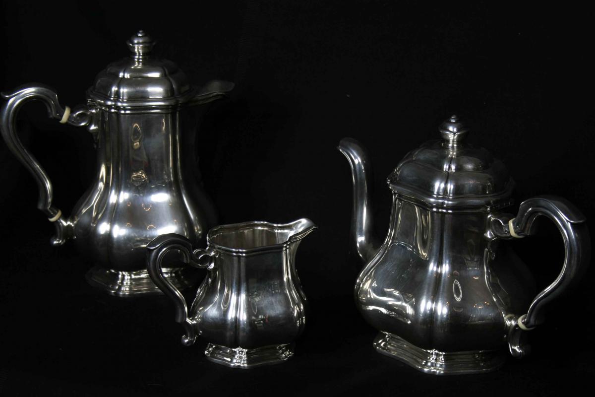 Coffee And Tea Service In Sterling Silver, Hallmark Minerva-photo-3