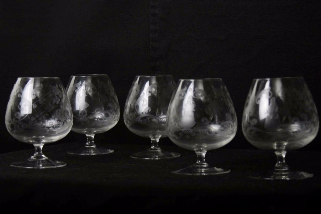 Verres Gravés De Venise, Murano, Verres à Cognac 