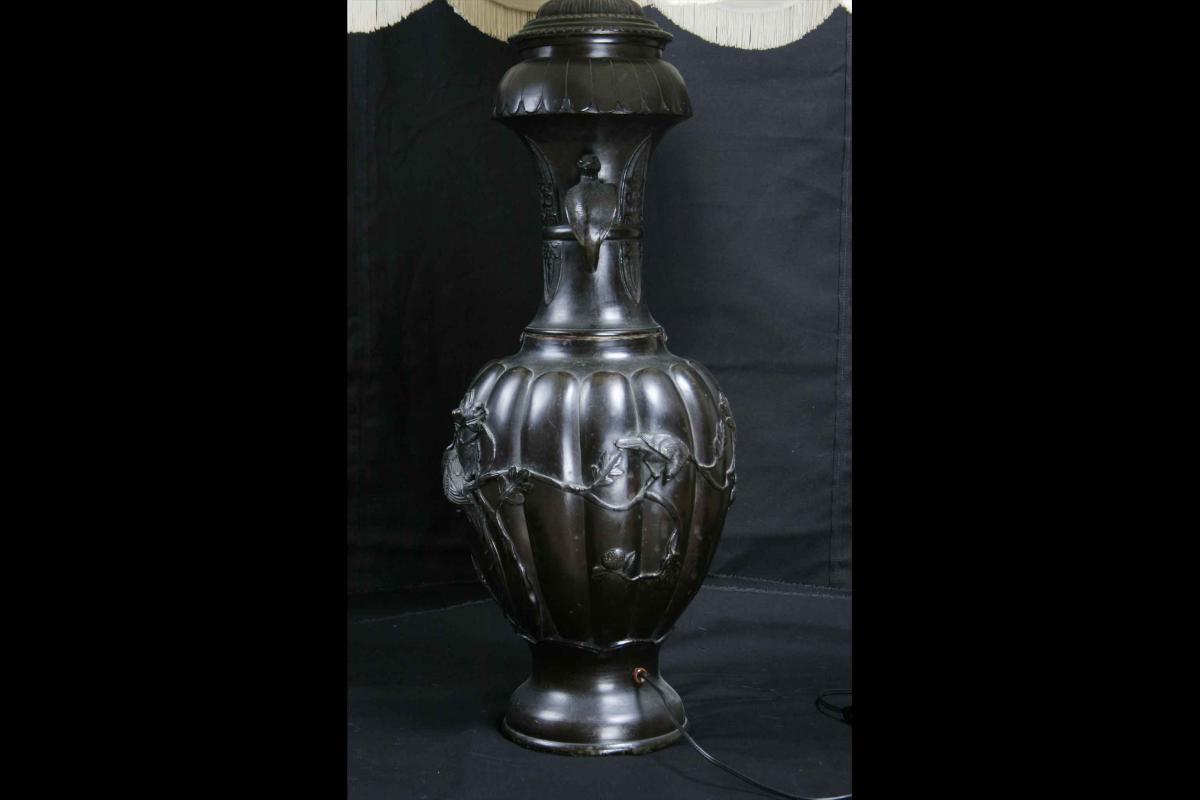 Grande Lampe Chinoise En Bronze-photo-1