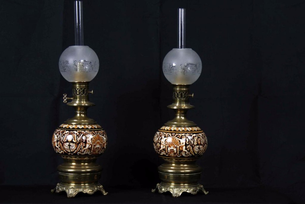 Paire De Lampes Gien, Non électrifiées, XIXème Siècle