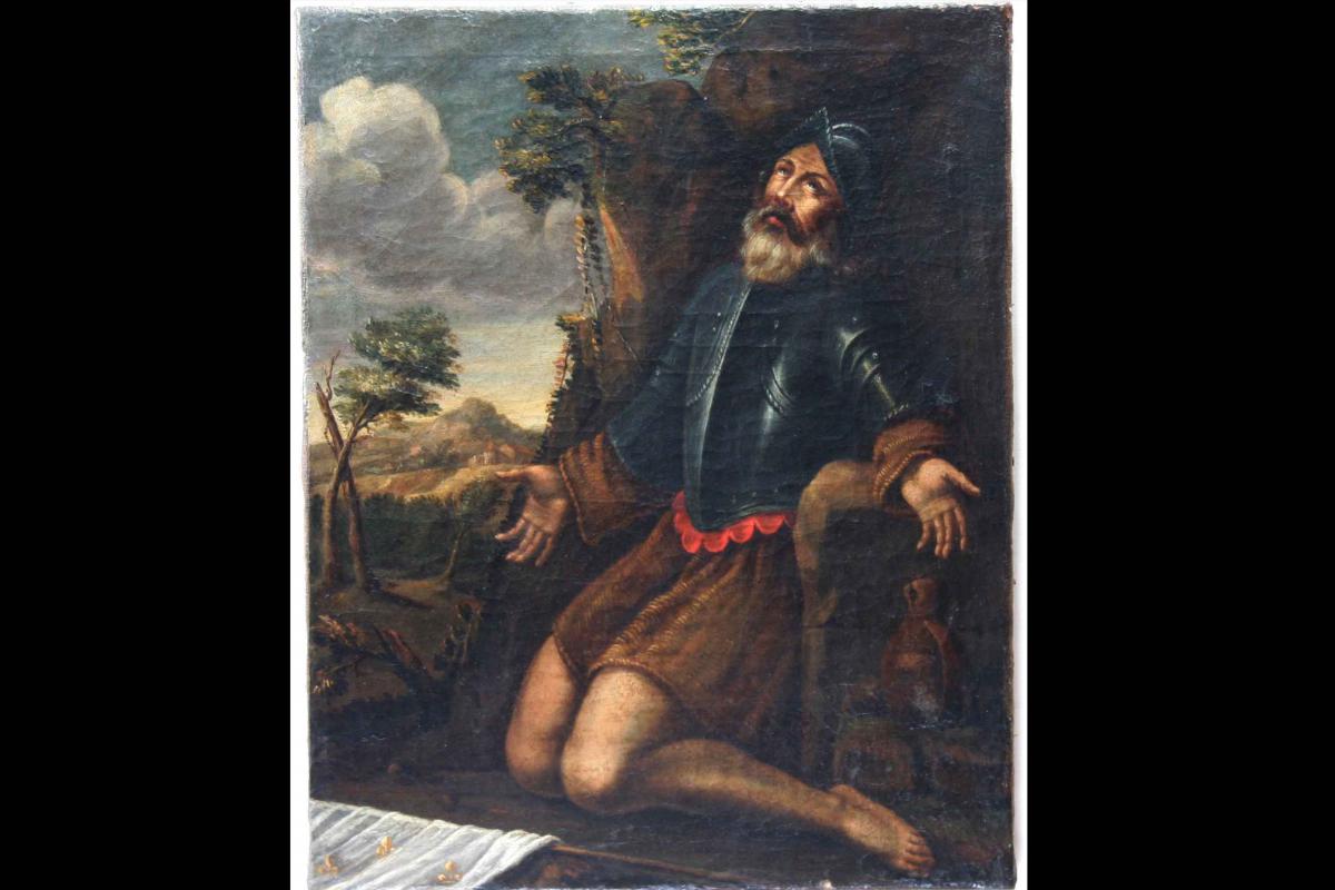 Soldat En Oraison, XVIIème Siècle, Huile Sur Toile 