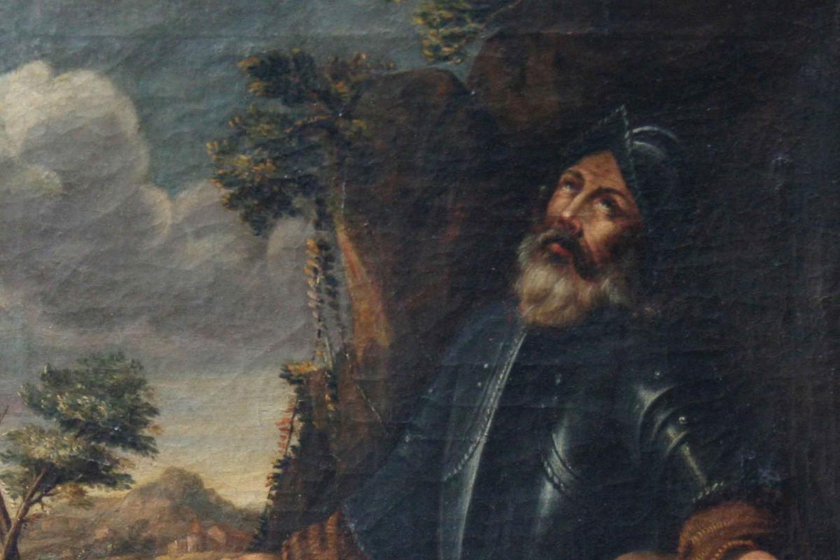 Soldat En Oraison, XVIIème Siècle, Huile Sur Toile -photo-2