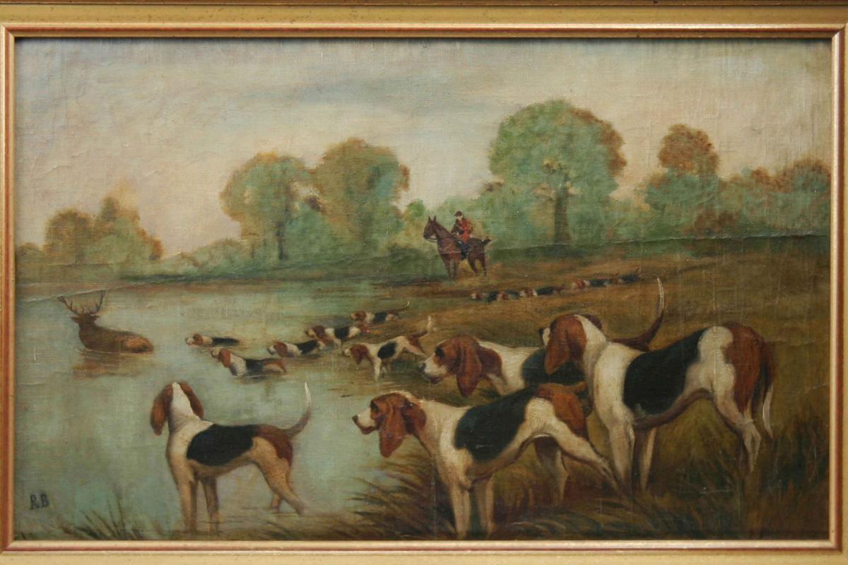 Oil On Canvas, Hunting Scene-photo-2