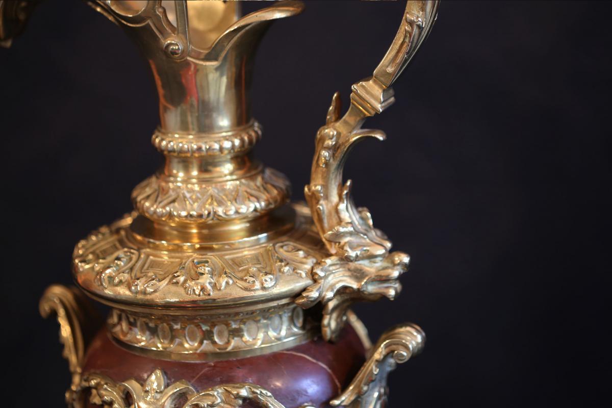 Great Ewer In Gilt Bronze And Marble, Napoleon III-photo-4