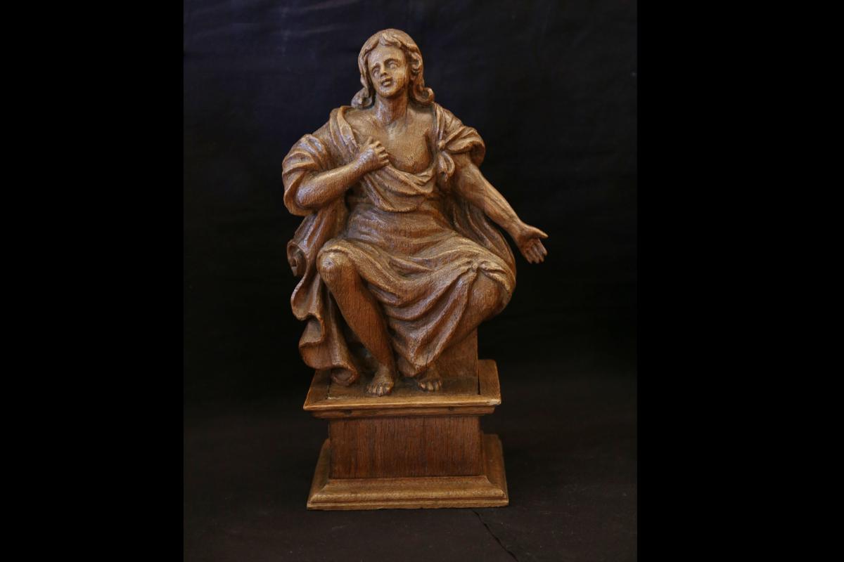Paire De Statues En Bois, XVIIIeme Siècle -photo-2